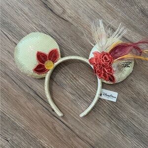 Disney Champagne Sequin Mickey Headband with Feathers